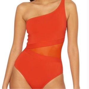 Bleu Rod Beattie Don’t Mesh With Me One Shoulder Swimsuit Size 6 EUC